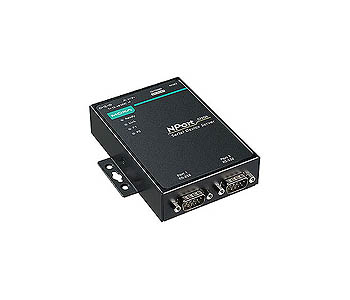 Moxa NPort 5210A-T - 2 port device server, 10/100M Ethernet, RS-232, DB9 male, 15KV ESD, 0.5KV serial surge, 12~48VDC, -40~75 de by MOXA